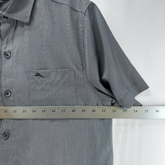 Tommy Bahama Shirt Mens M Coconut Point Micro Check IslandZone Button Up Gray - Picture 10 of 12